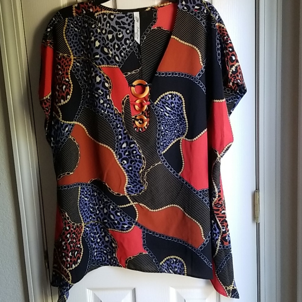NWOT NY COLLECTION WOMAN ELEGANT PRINT BLOUSE